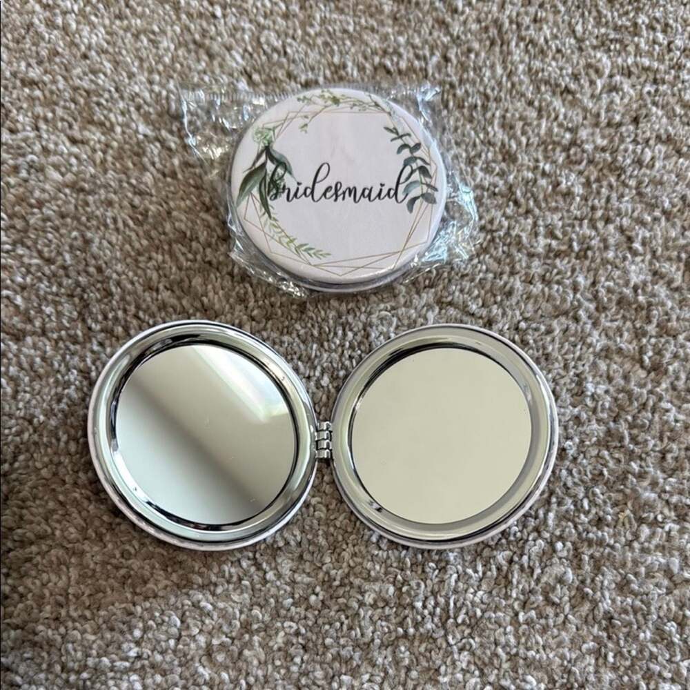 Bridesmaid Floral Geometric Compact Mirror Set of 2